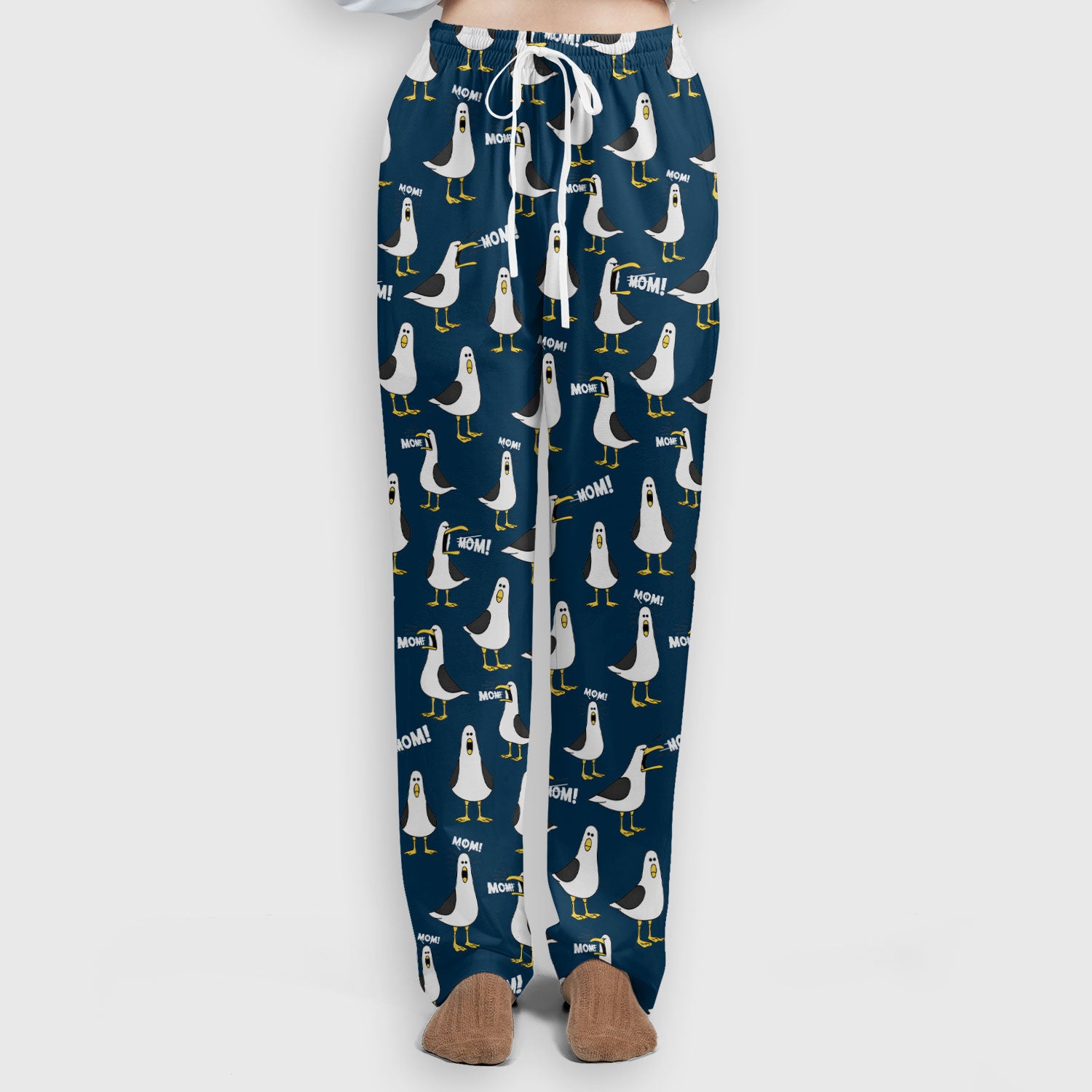 Funny Seagull Mom Seamless Pattern Scrub Set, Scrub Pants and V Neck Top