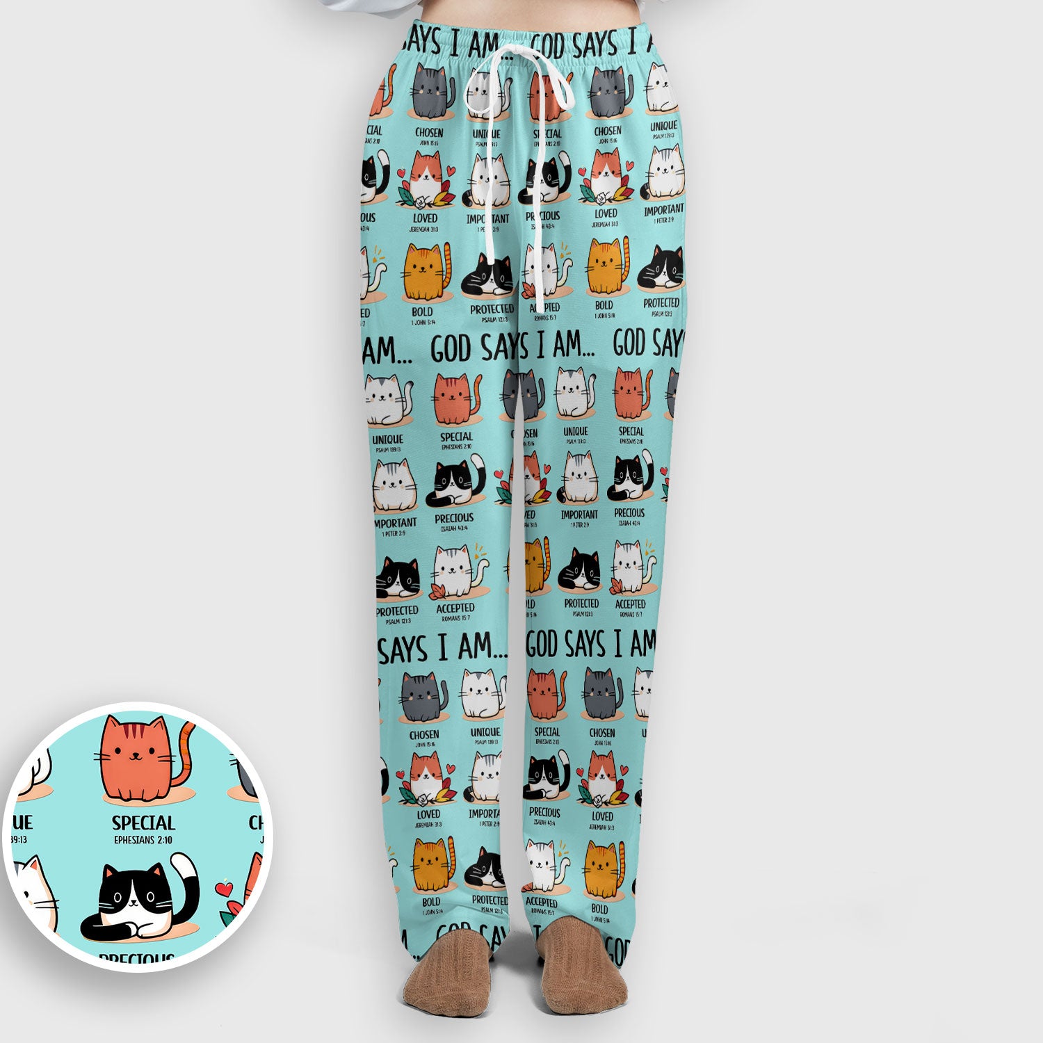 Cute Christian Cat God Says I Am Women's Scrub Set, Breathable Med Uniform