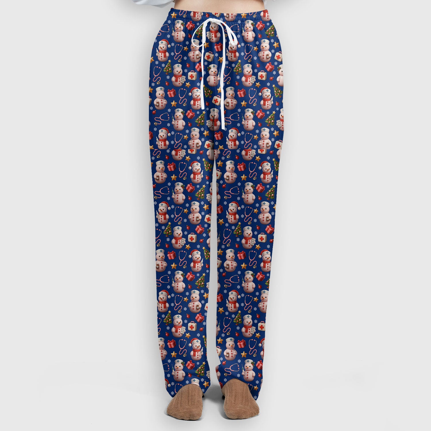 Snowman Pattern Christmas Scrub Set - Cute Holiday Medical Scrubs for Women - Funny Festive Nurse Gift for RN LPN CNA