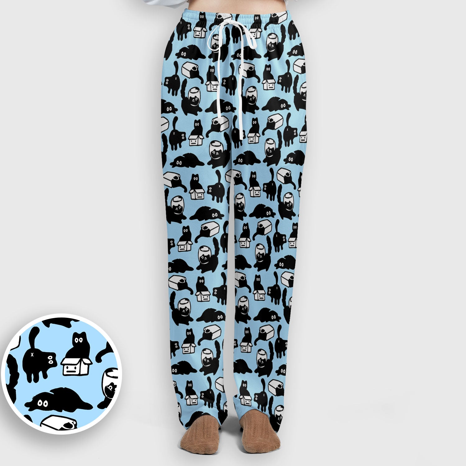 Dark Playful Cat Cartoon Pattern Scrub Set, Breathable Med Uniform