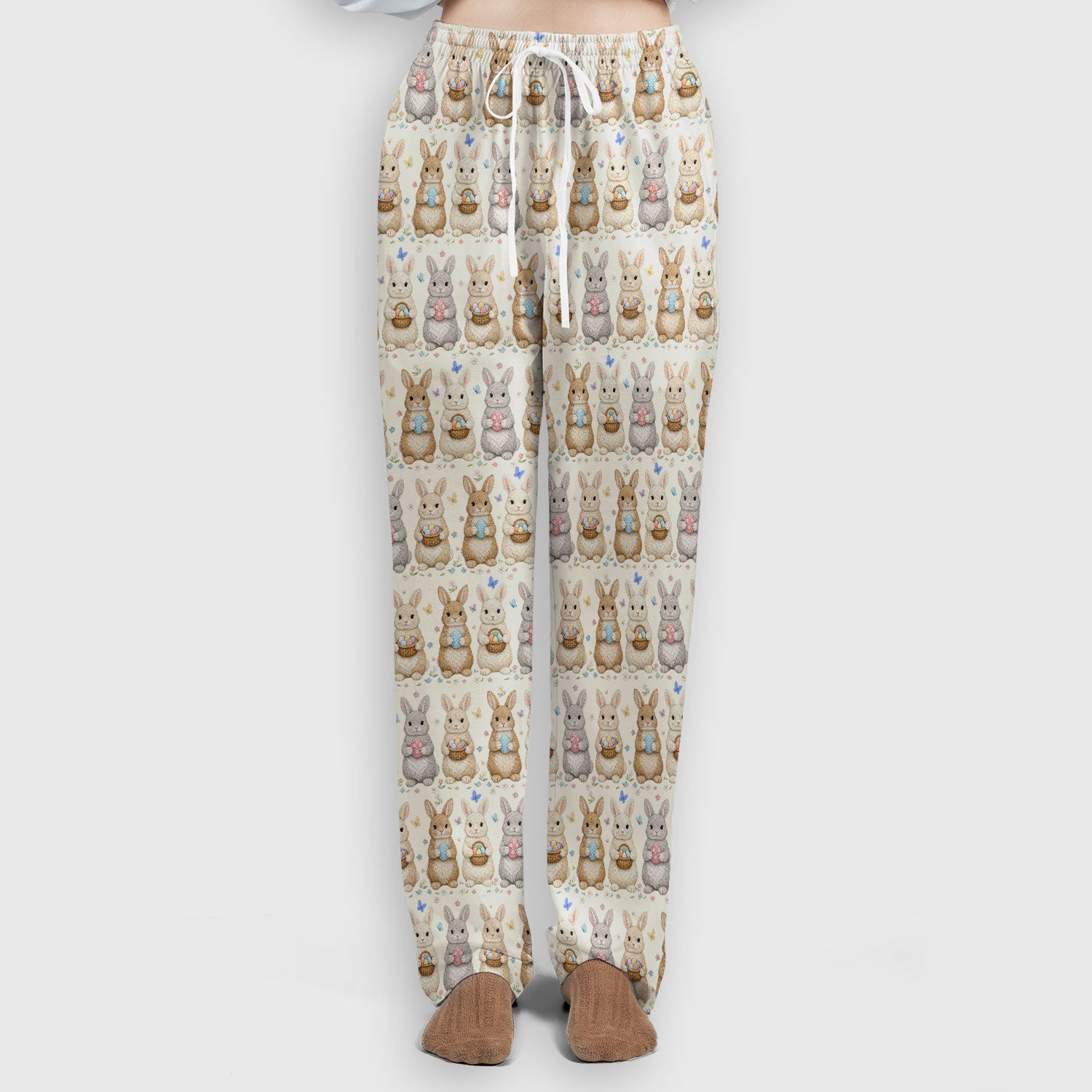 Easter Bunny Basket Pastel Print Sets, Scrub Pants and V Neck Top