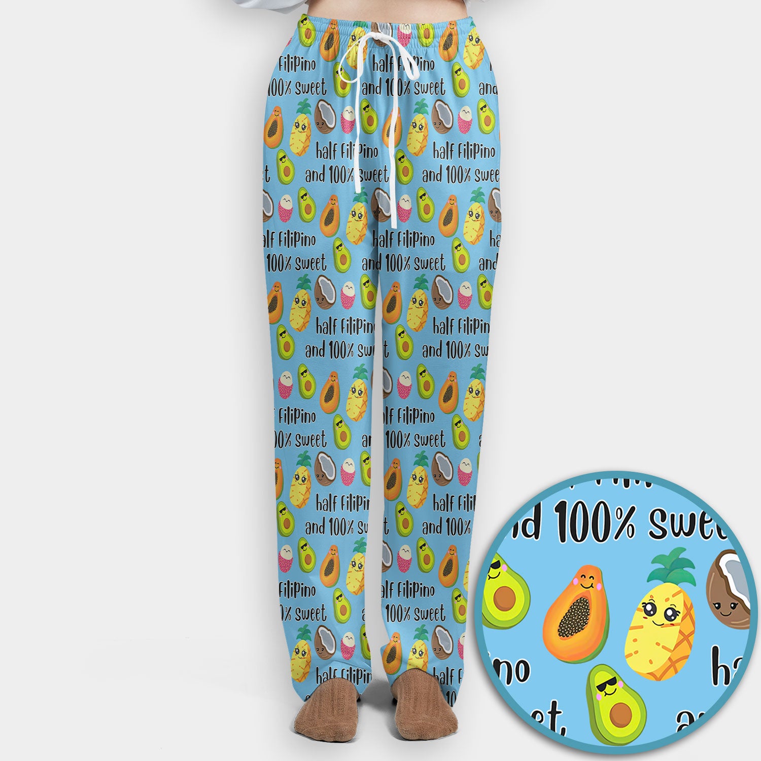 Playful Avocado Fruit Print Filipino Quote Scrub Set, Breathable Med Uniform