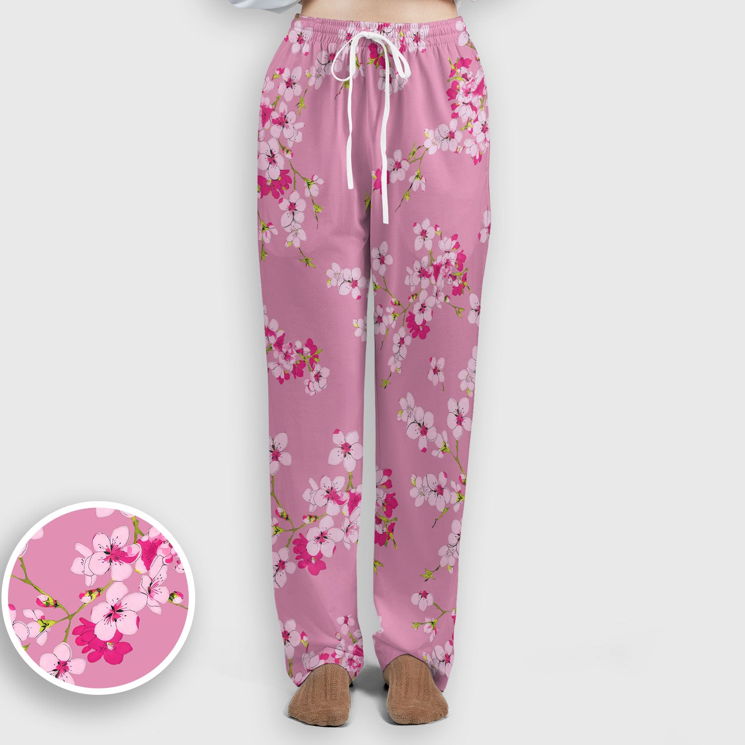 Elegant Cherry Blossom Floral Pattern Scrub Set , Breathable Med Uniform