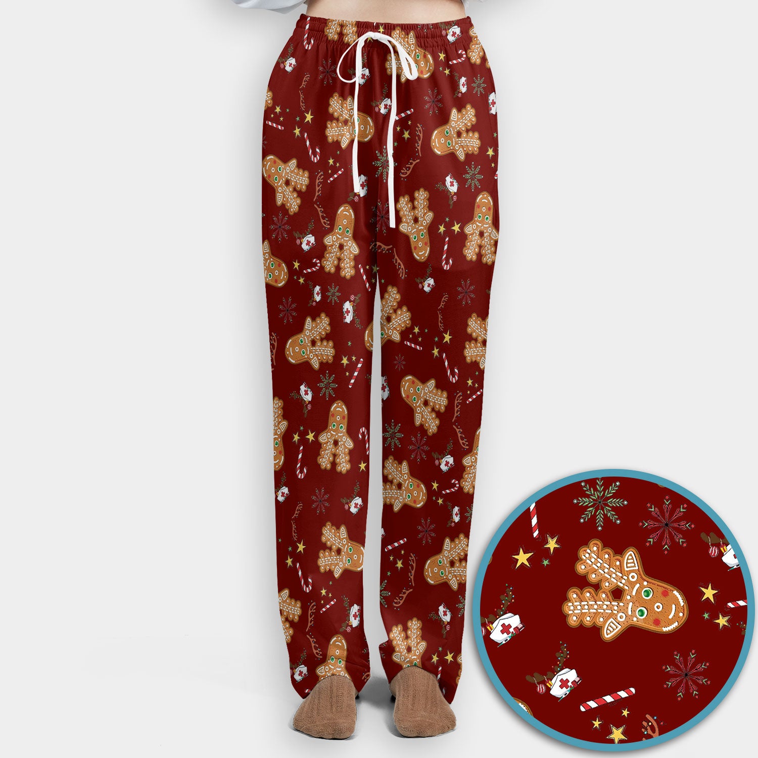 Gingerbread Cookies Reindeer Women's Scrub Sets - Comfortable Scrubs for Nurses - Funny Christmas Med Uniform