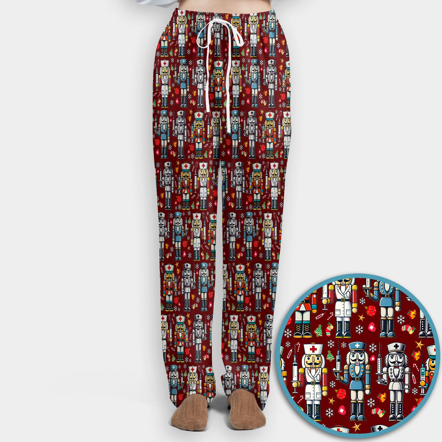 Funny Nutcracker Christmas Scrub Set – Cute Holiday Nurse Pattern Shirt – Festive Medical Uniform for RN, LPN, CNA, and Healthcare Workers