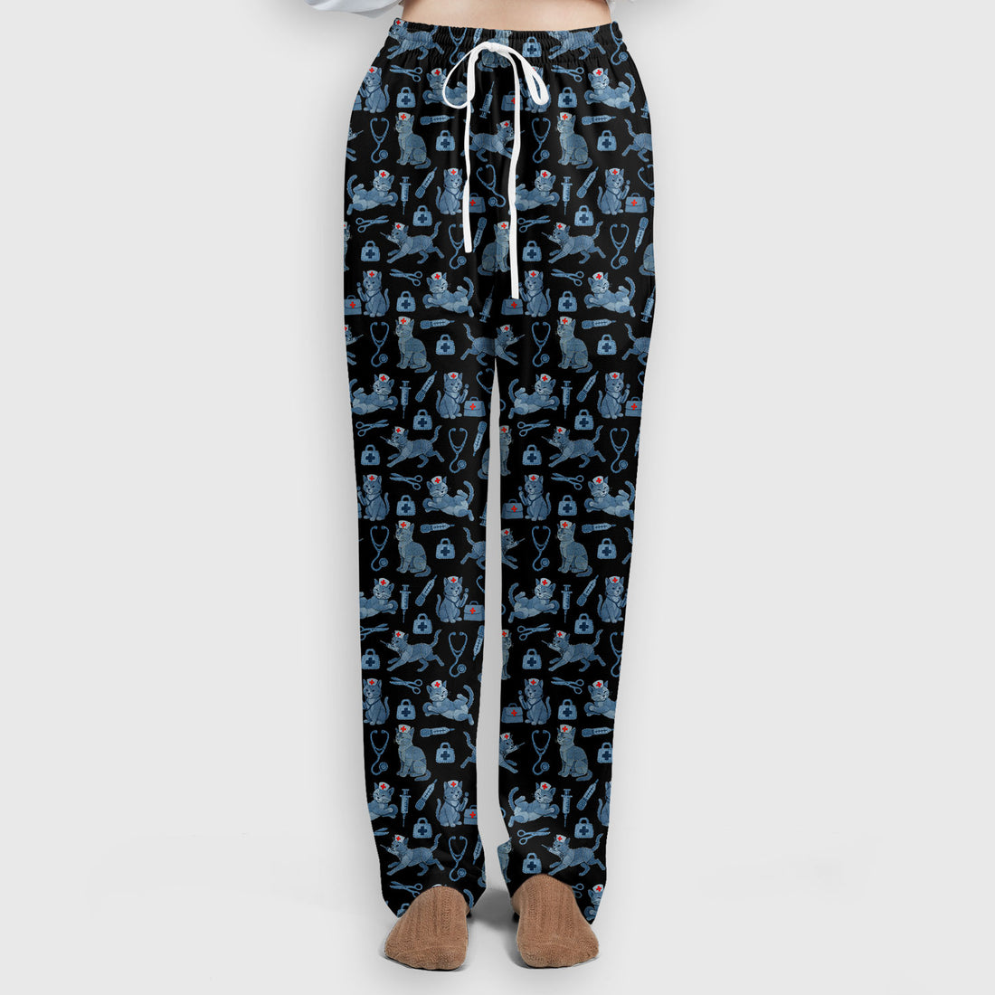 Cute Cat Scrubs for Women - Funny Kitty Pattern Scrub Top & Pants - Playful Nurse Scrubs with Charming Cat Print for Healthcare Workers