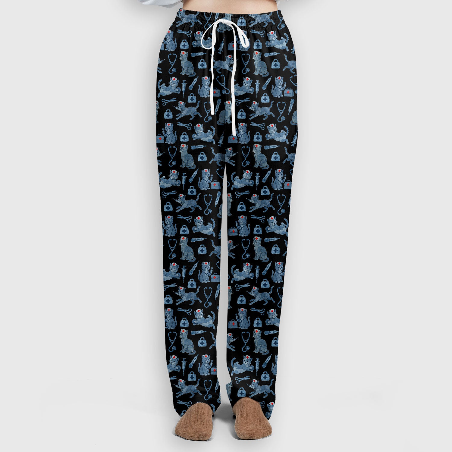 Cute Cat Scrubs for Women - Funny Kitty Pattern Scrub Top & Pants - Playful Nurse Scrubs with Charming Cat Print for Healthcare Workers