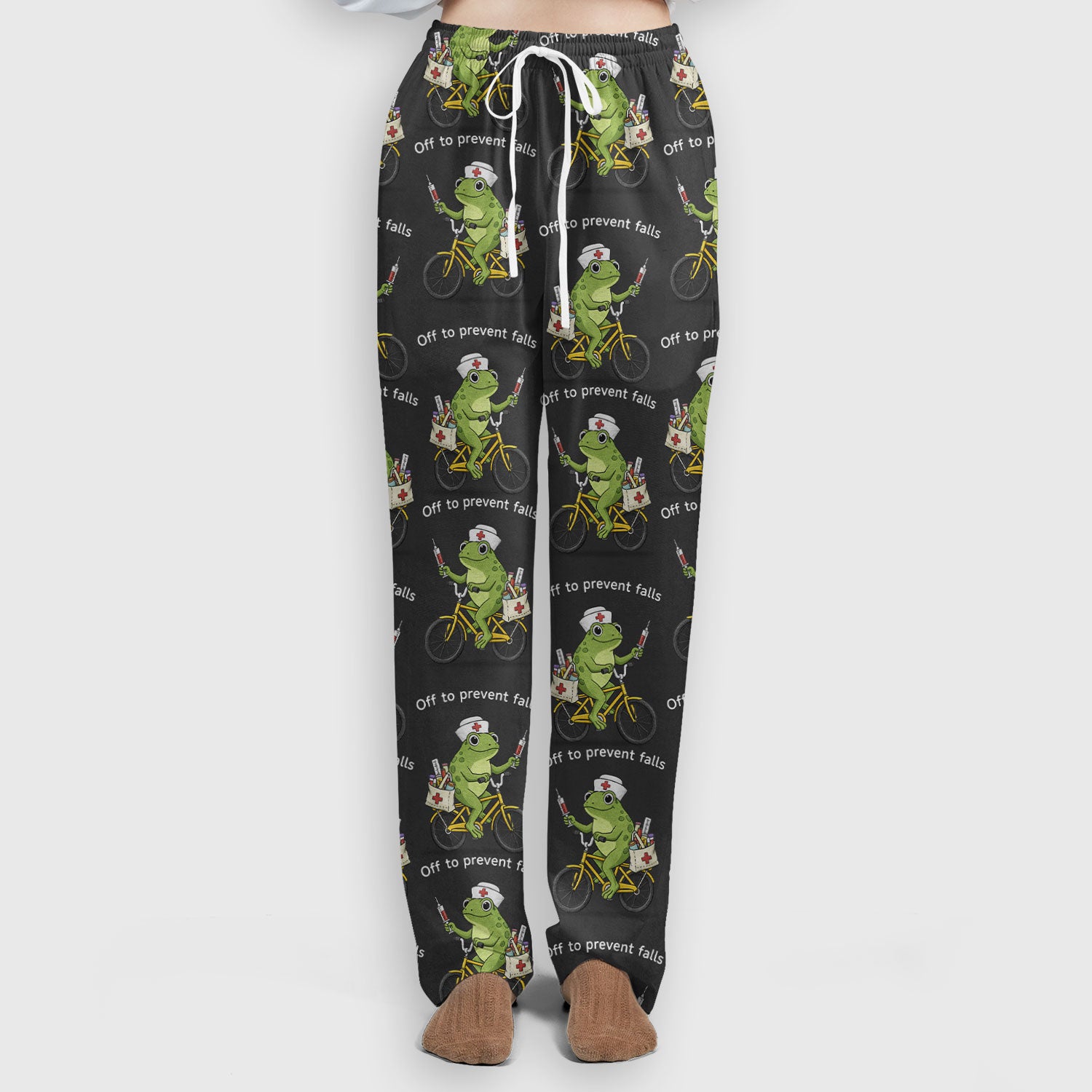 Cute Frog Riding Bike With Funny Quote Scrub Set, Scrub Pants and V Neck Top