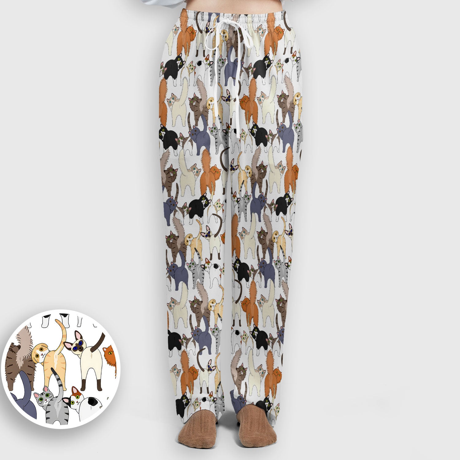 Whimsical Multicolor Cat Cartoon Pattern Scrub Set, Breathable Med Uniform