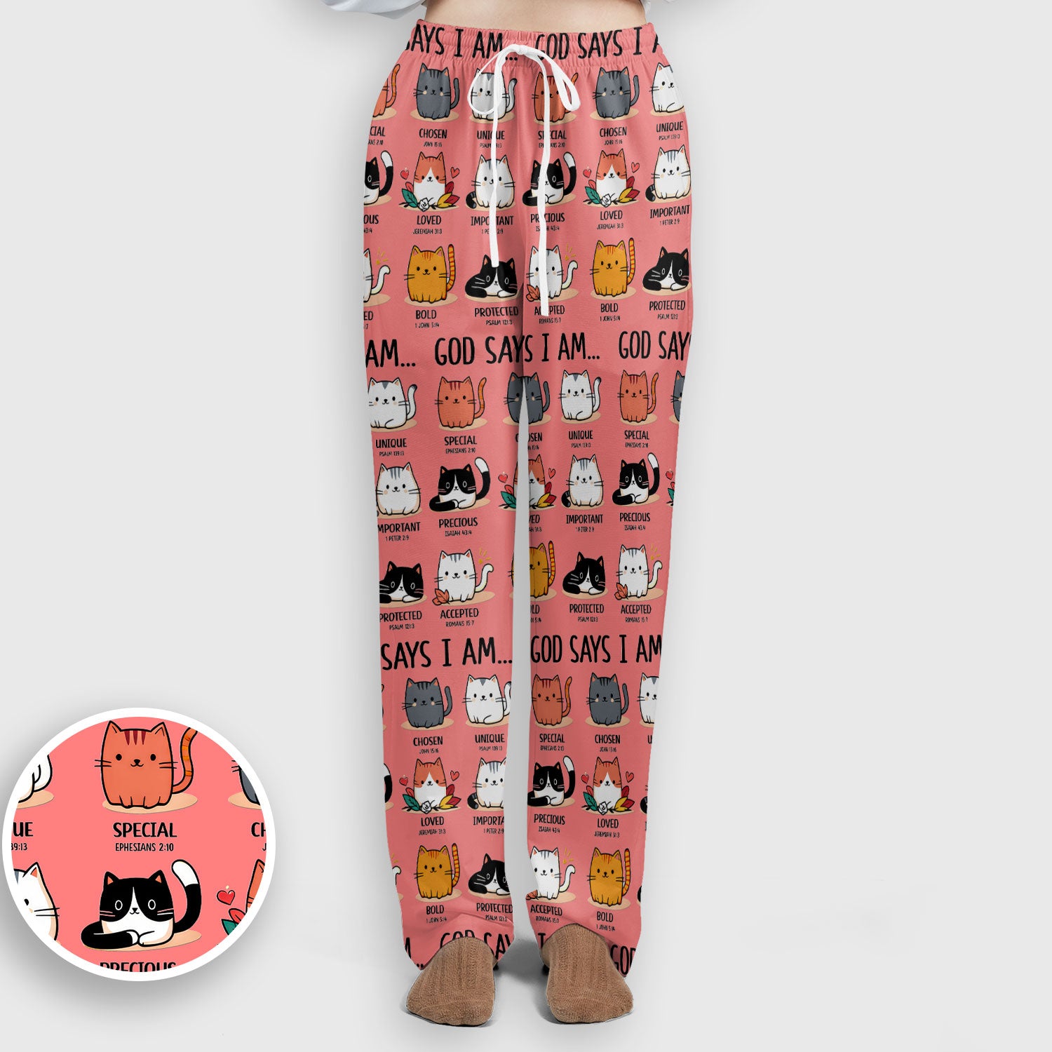 Cute Christian Cat God Says I Am Women's Scrub Set, Breathable Med Uniform