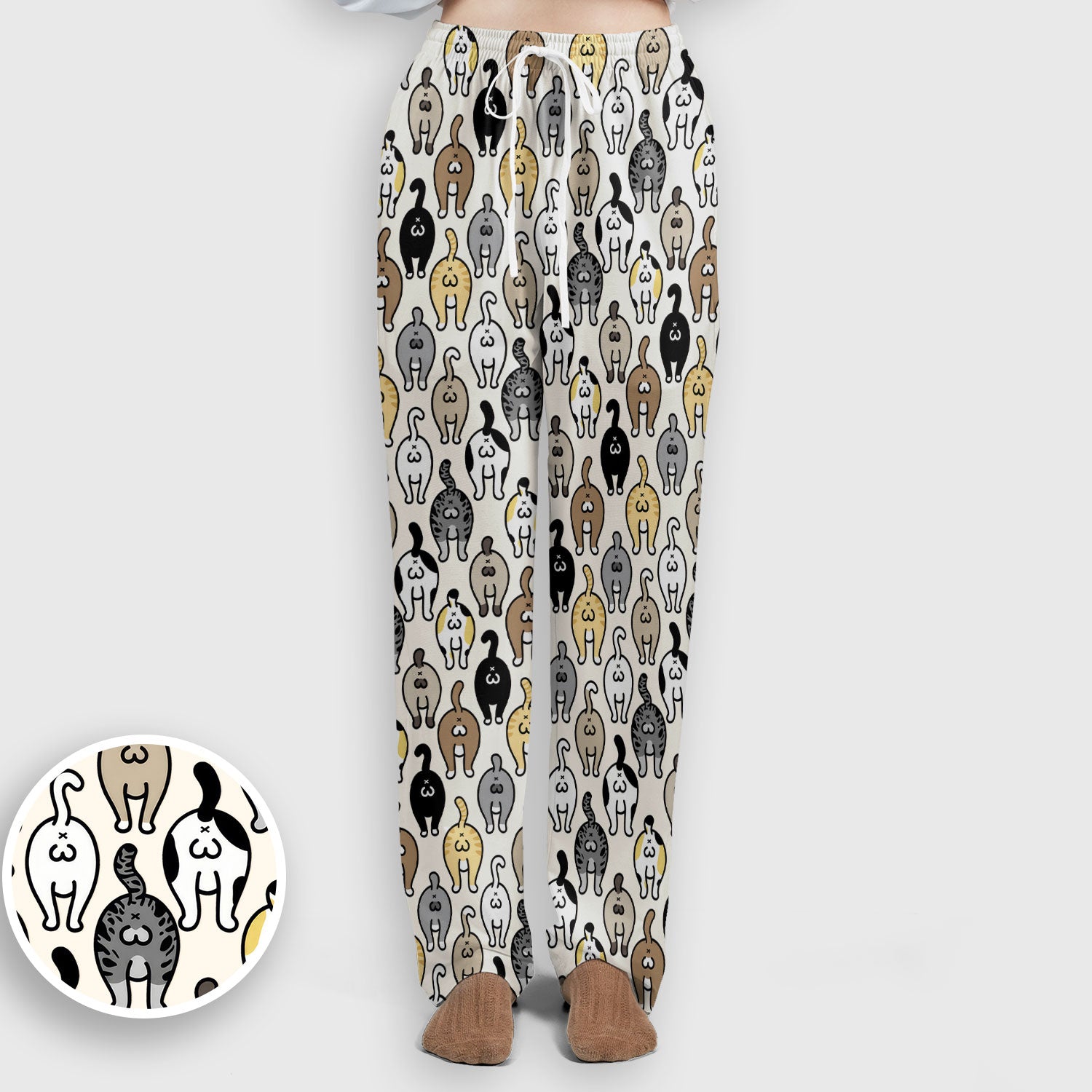 Cat Lover Nurse Scrub Set, Funny Cat Butt Pattern Medical Shirt, Breathable Fabrics Nursing Uniform