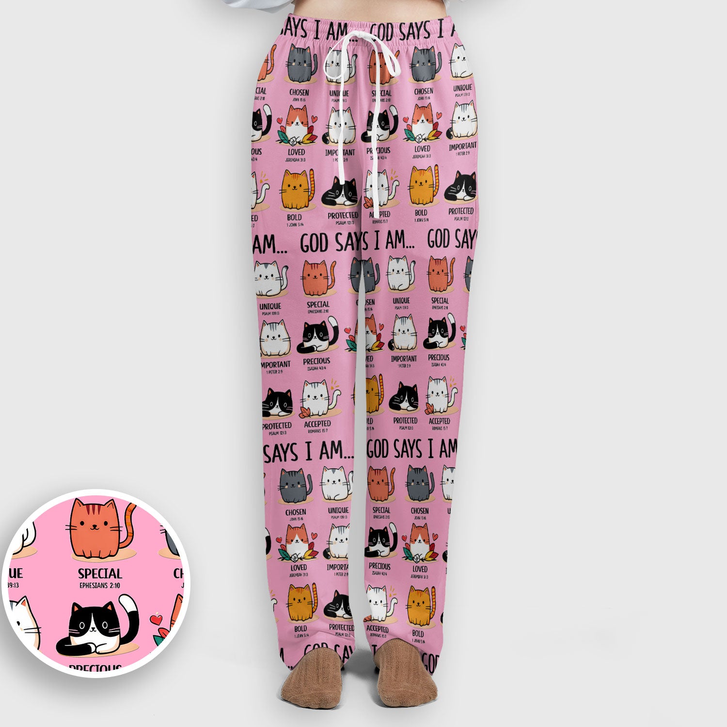 Cute Christian Cat God Says I Am Women's Scrub Set, Breathable Med Uniform
