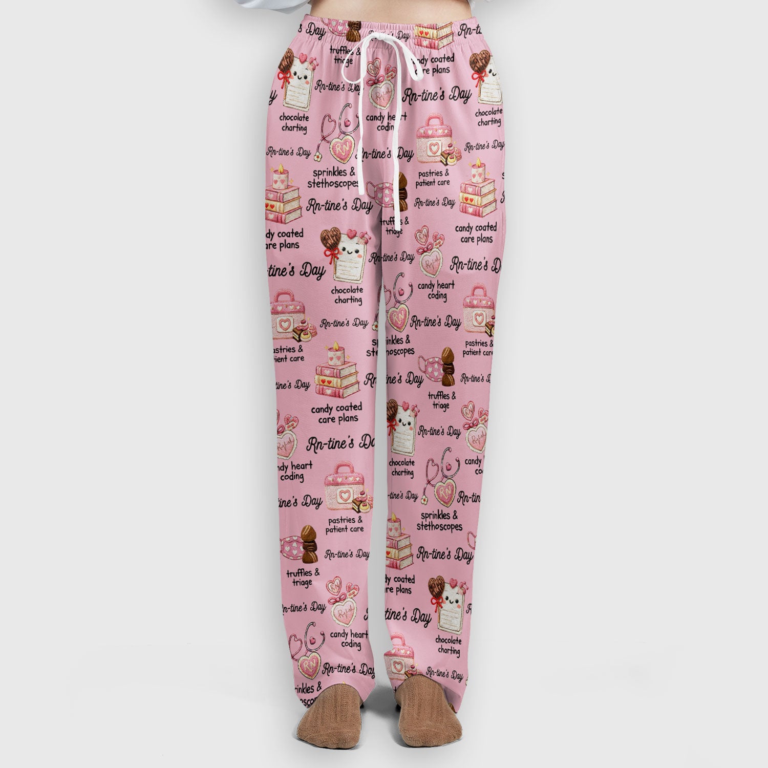 RN Sweets Valentine Stethoscope Scrub Set, Scrub Pants and V Neck Top