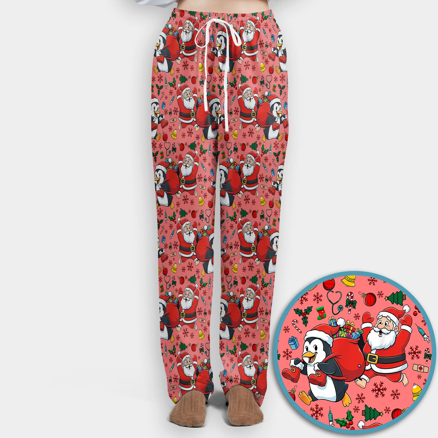 Funny Penguin Christmas Scrub Set - Santa Holiday Nurse Uniform for Women - Medical Gift for RN CNA LPN