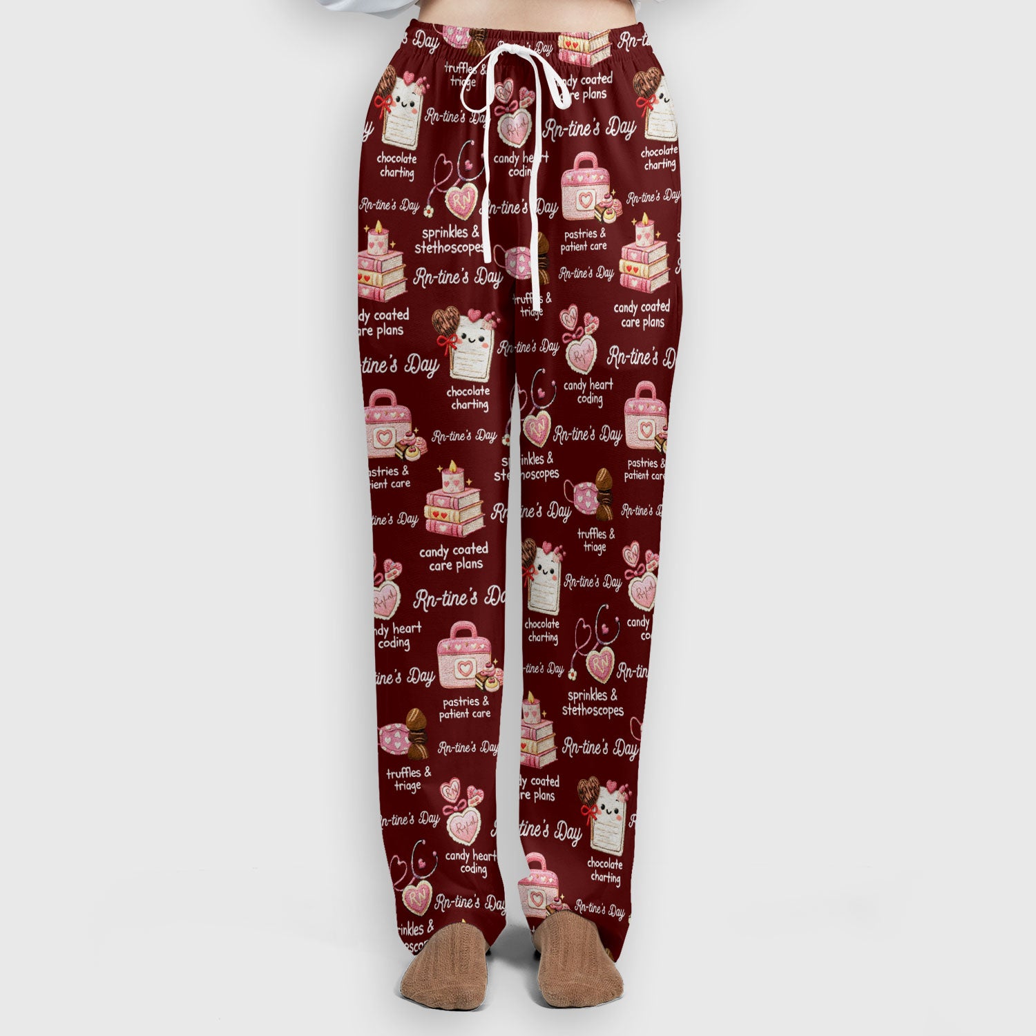 RN Sweets Valentine Stethoscope Scrub Set, Scrub Pants and V Neck Top