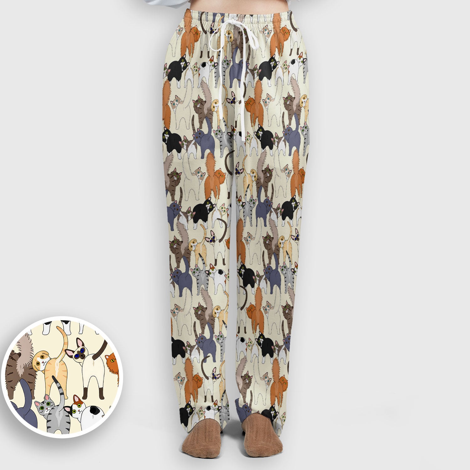 Whimsical Multicolor Cat Cartoon Pattern Scrub Set, Breathable Med Uniform