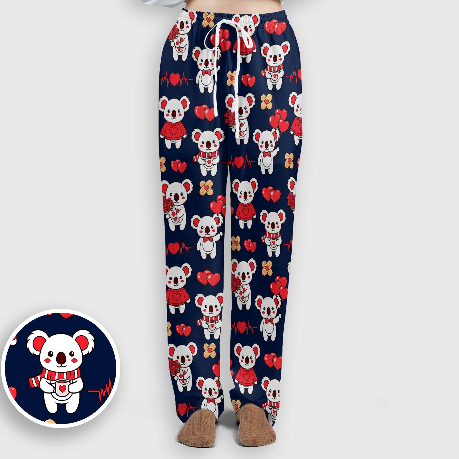 Sweet Koala Valentine Medical Design Scrub Set, Breathable Med Uniform