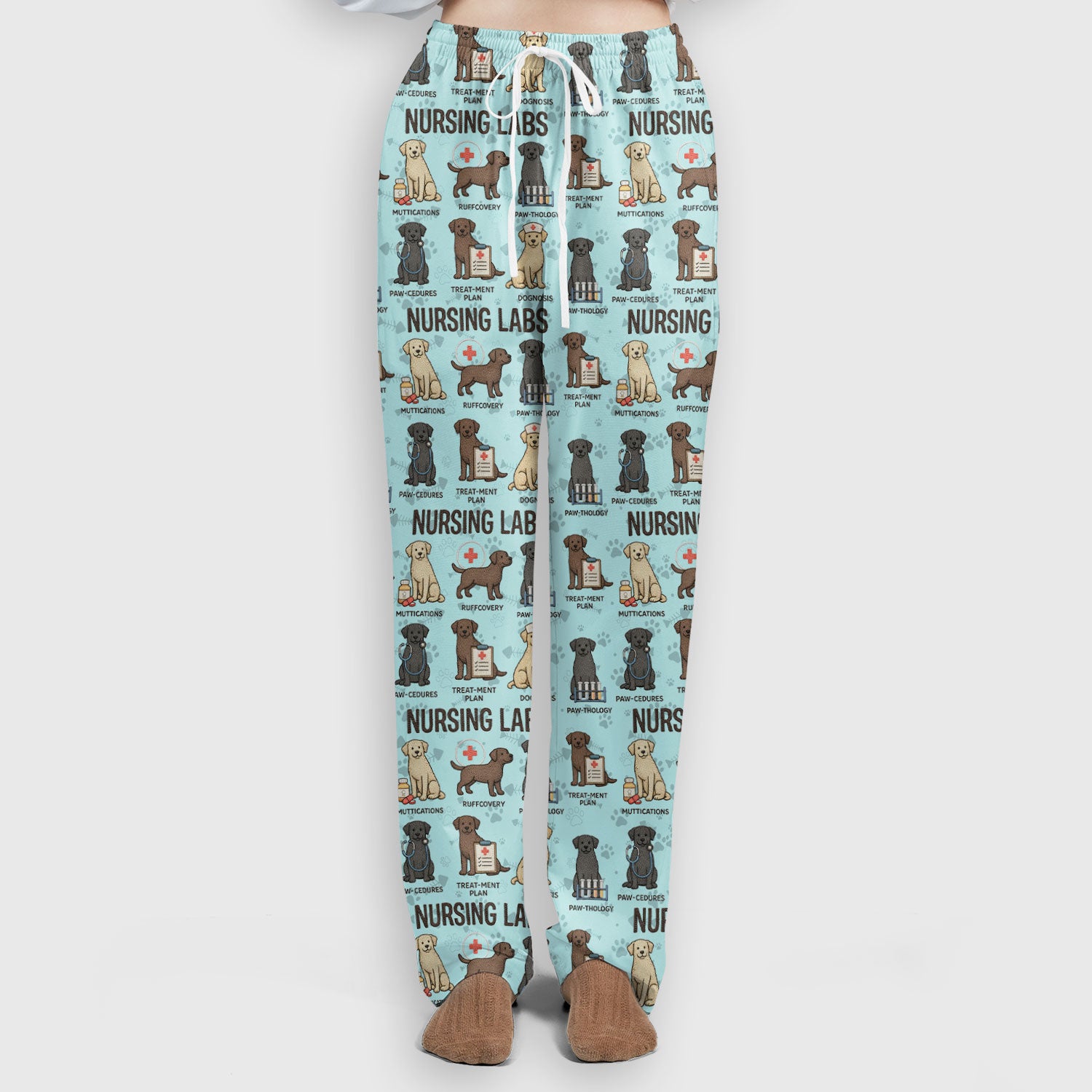 Playful Nursing Labs Dog Pattern Scrub Set, Nurse Uniform Scrubs Set