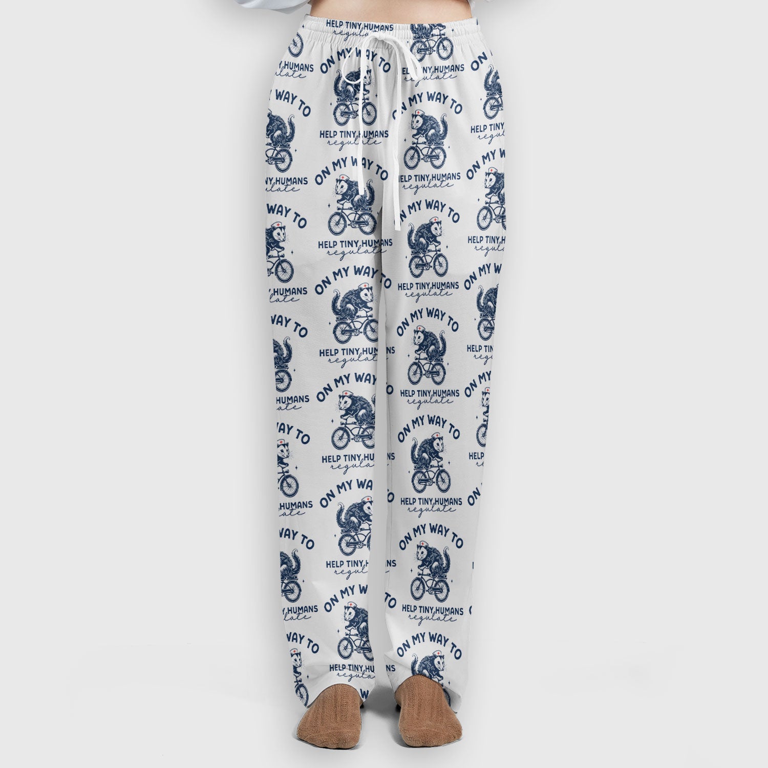 Featuring Biking Opossum With Funny Quote Print Set, Women's Scrub Sets