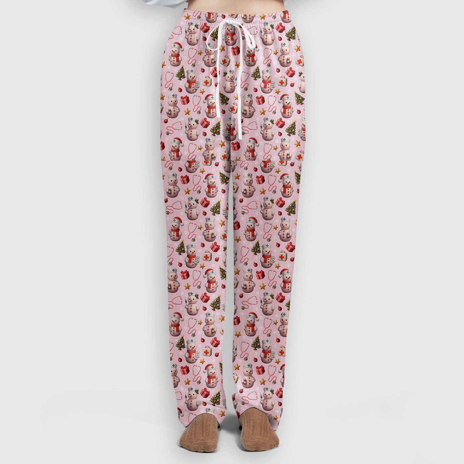 Snowman Pattern Christmas Scrub Set - Cute Holiday Medical Scrubs for Women - Funny Festive Nurse Gift for RN LPN CNA