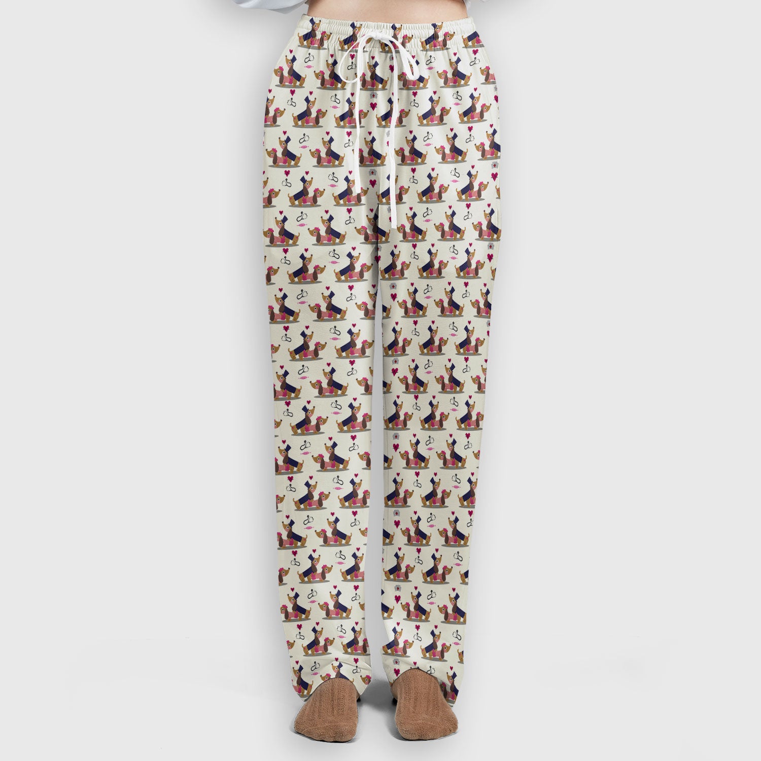 Valentine Dachshund Couple Scrub Set - Funny Nursing Gift for Women