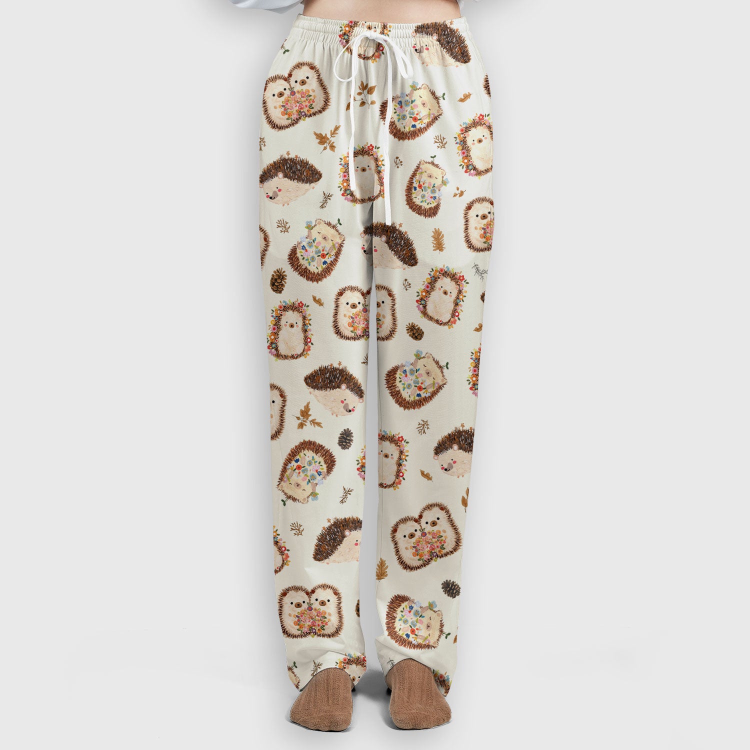 Cute Hedgehog Floral Scrub Set, Breathable Med Uniform
