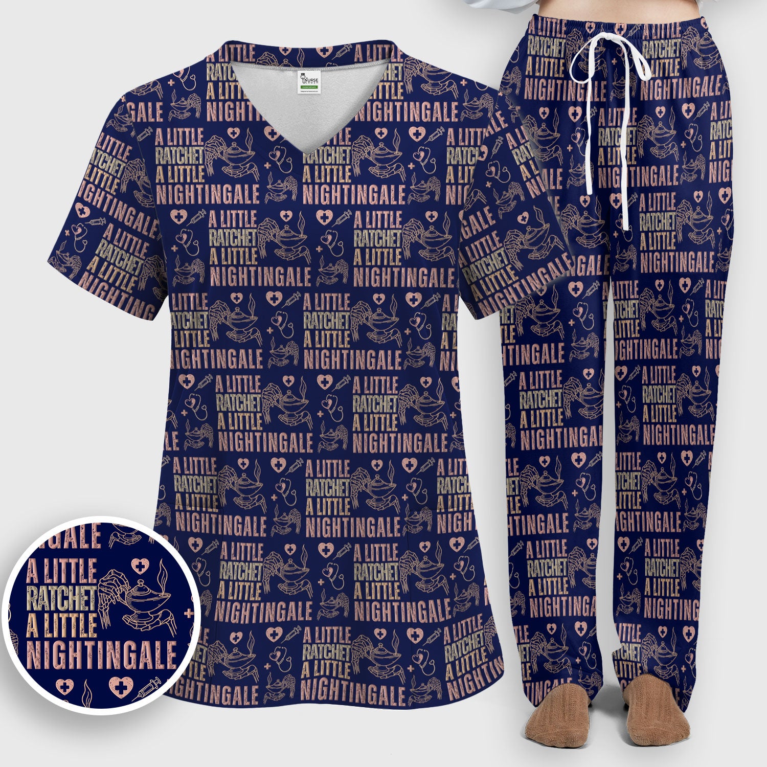 A Little Ratchet A Little Nightingale Women's Scrub Set, Breathable Med Uniform