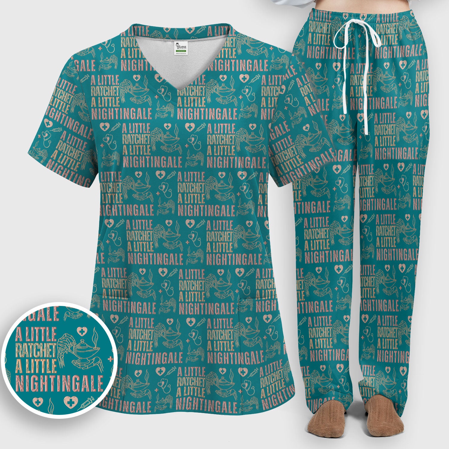 A Little Ratchet A Little Nightingale Women's Scrub Set, Breathable Med Uniform