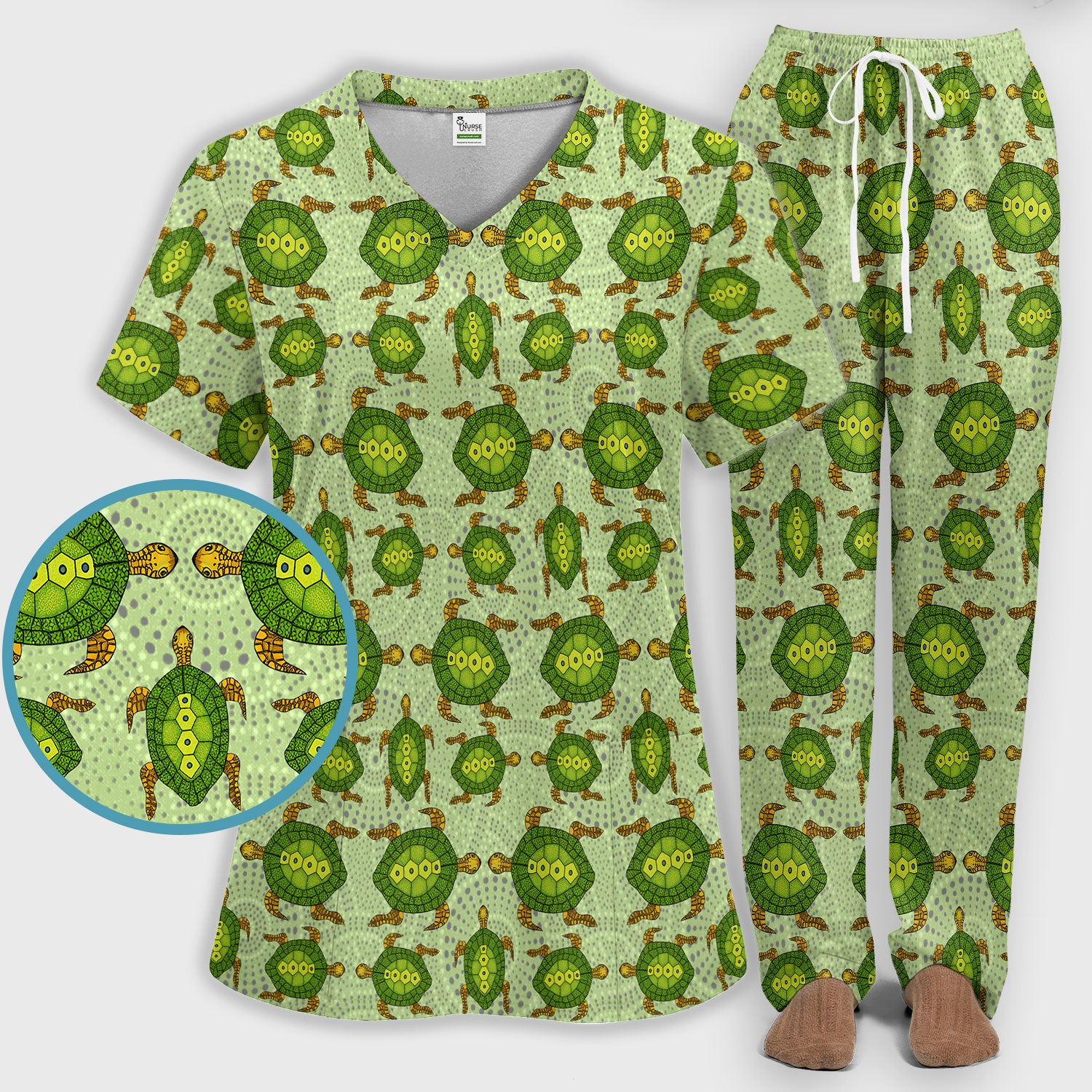 Australian Turtle Dot Art Inspired Nursing Scrub Set - Women Uniform