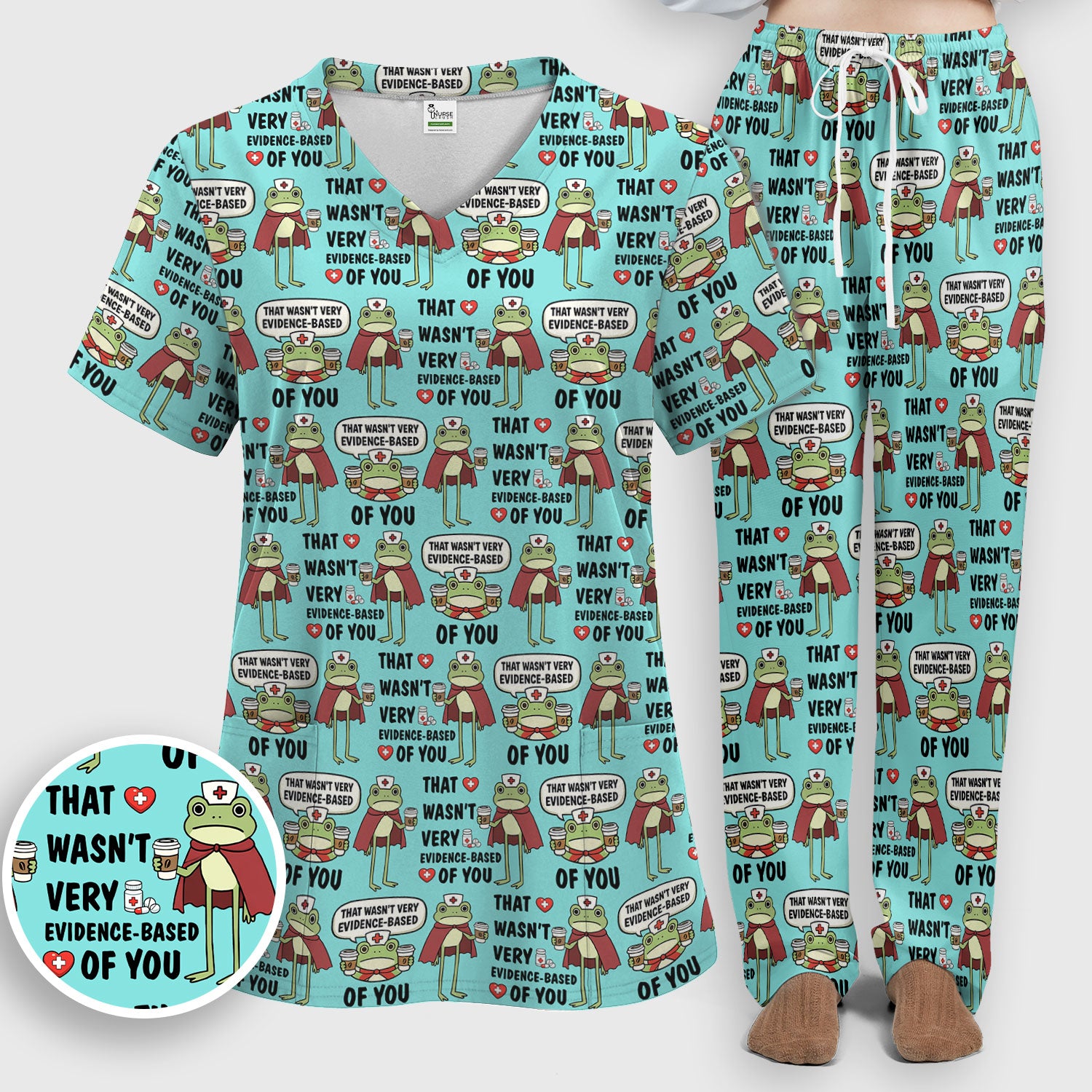 Funny Frog Nurse Quote Medical Pattern, Women's Scrub Set