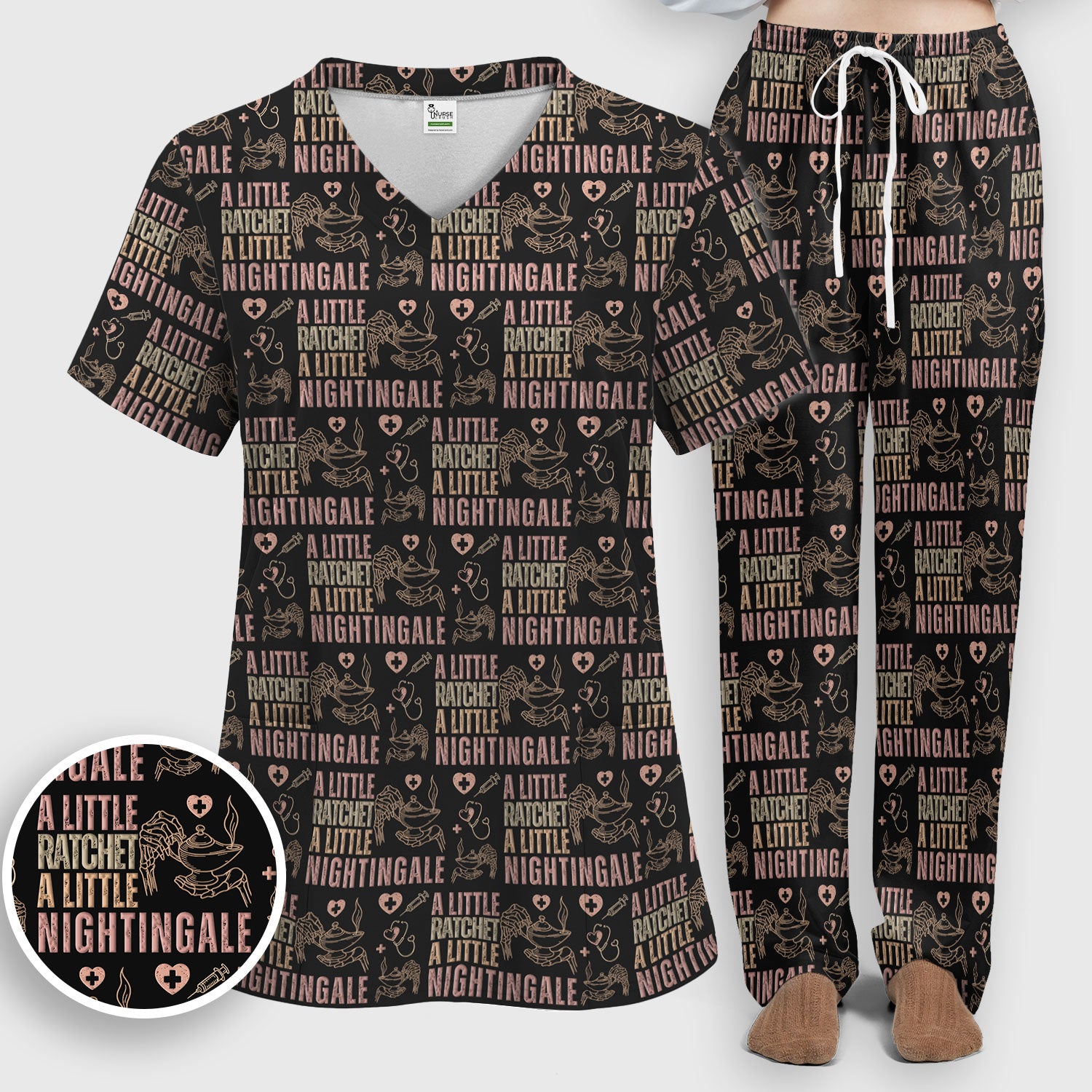 A Little Ratchet A Little Nightingale Women's Scrub Set, Breathable Med Uniform