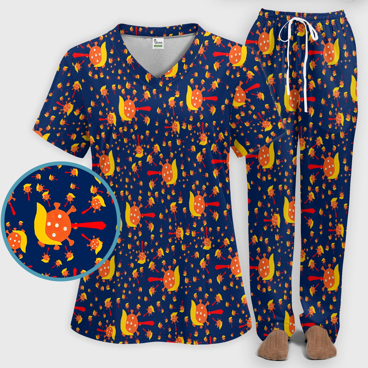 The Deadliest Virus Is Ignorance Scrub Set - Black Nursing Scrubs Pants and V Neck Top - Breathable Fabrics Nursing Uniform