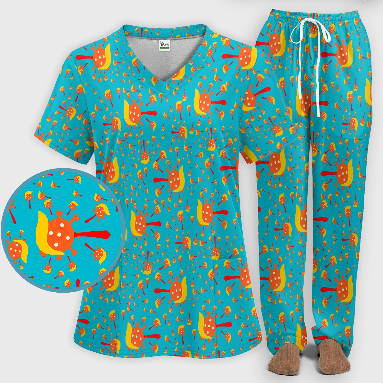 The Deadliest Virus Is Ignorance Scrub Set - Black Nursing Scrubs Pants and V Neck Top - Breathable Fabrics Nursing Uniform