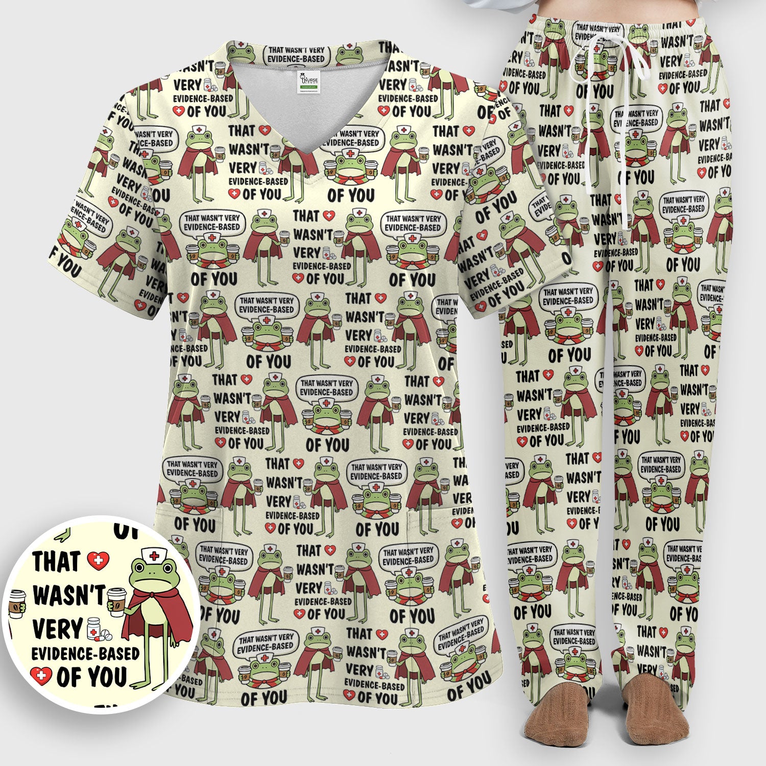 Funny Frog Nurse Quote Medical Pattern, Women's Scrub Set