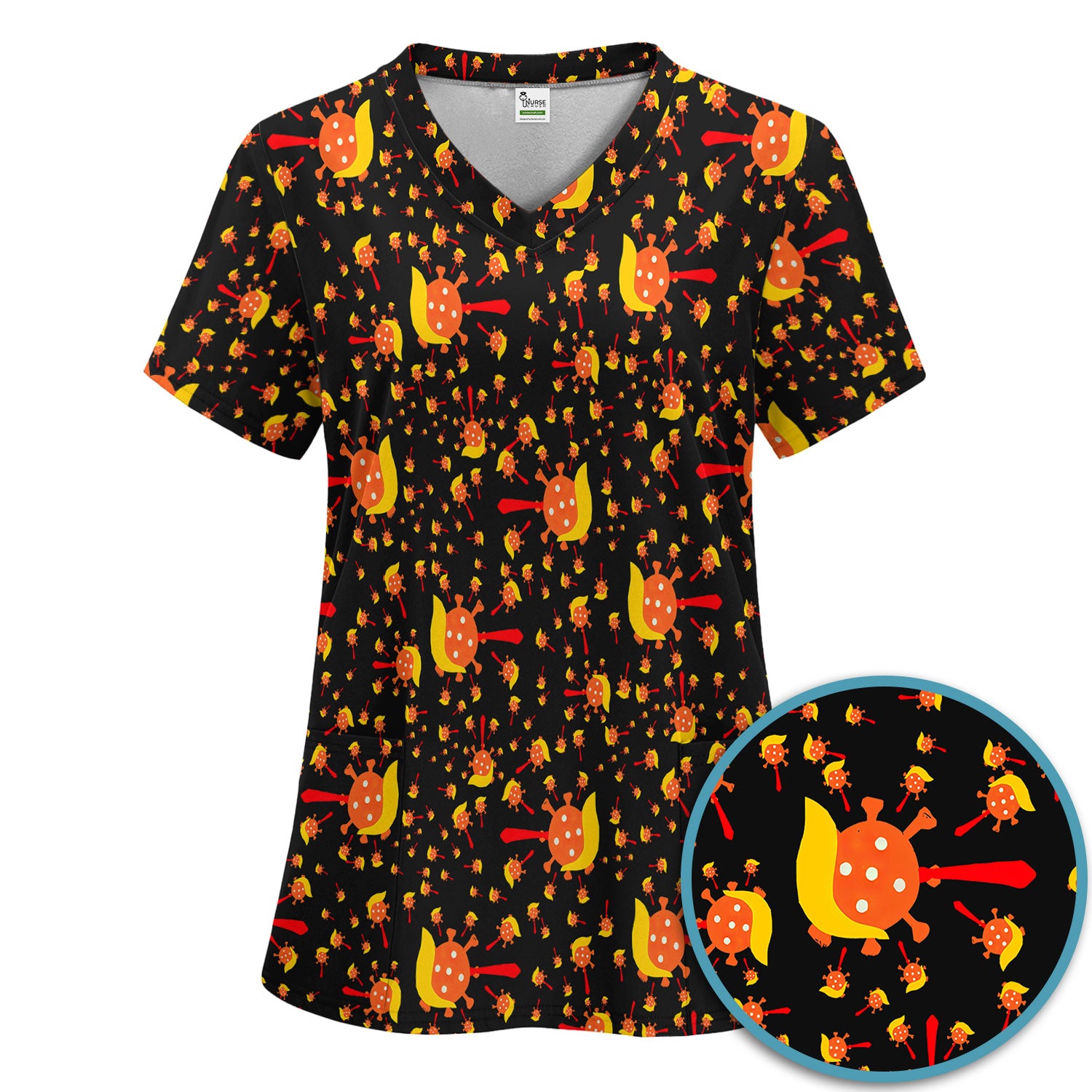 The Deadliest Virus Is Ignorance Scrub Set - Black Nursing Scrubs Pants and V Neck Top - Breathable Fabrics Nursing Uniform