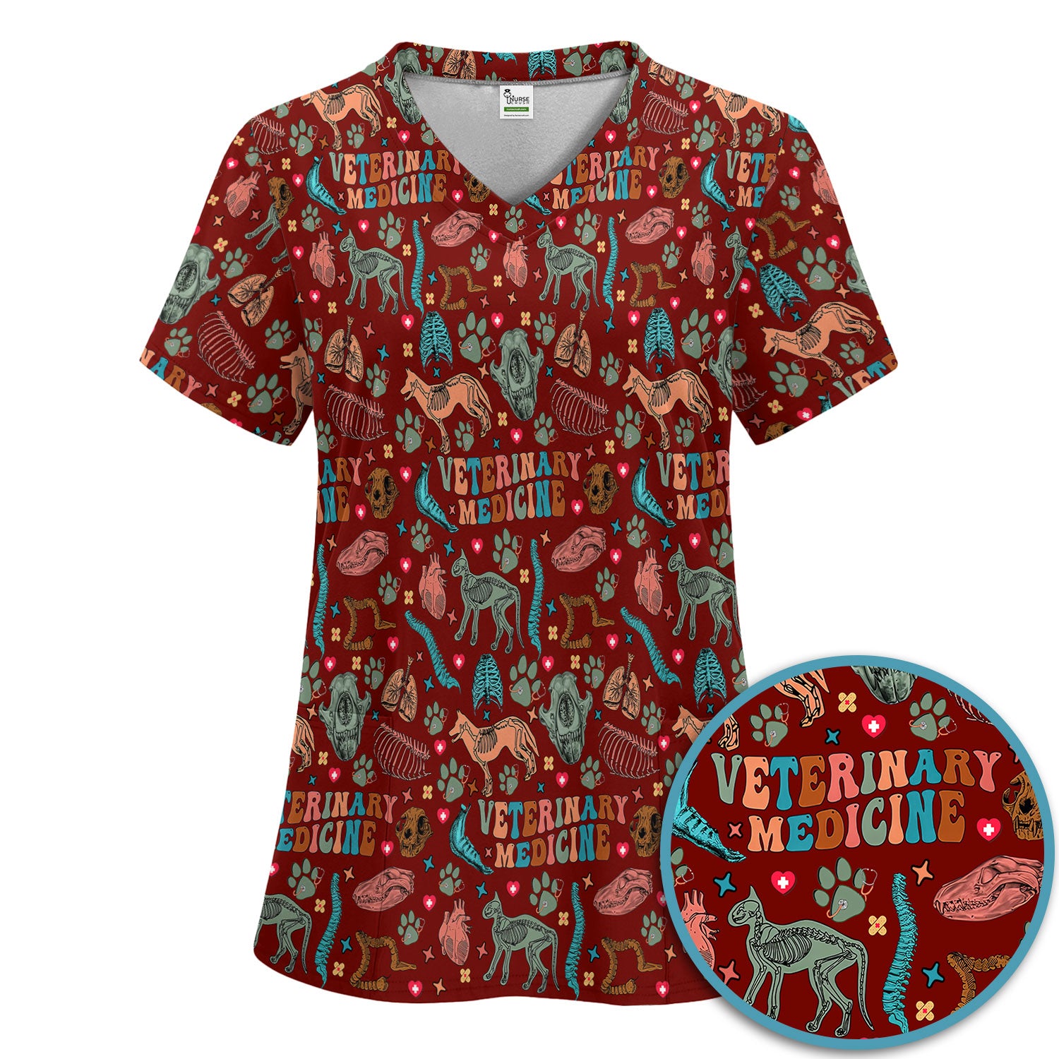 Vet Tech Scrub Set - Veterinary Medicine Scrubs Pants and V Neck Top - Animal Medical Uniform for Women Nurse Gift