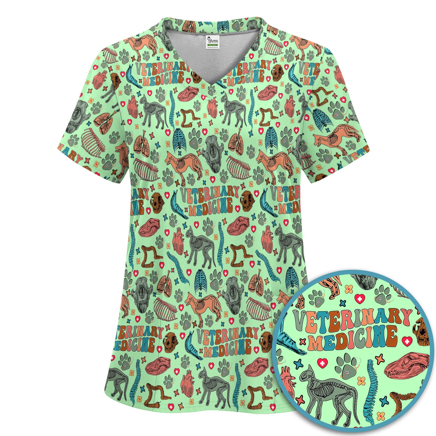 Vet Tech Scrub Set - Veterinary Medicine Scrubs Pants and V Neck Top - Animal Medical Uniform for Women Nurse Gift