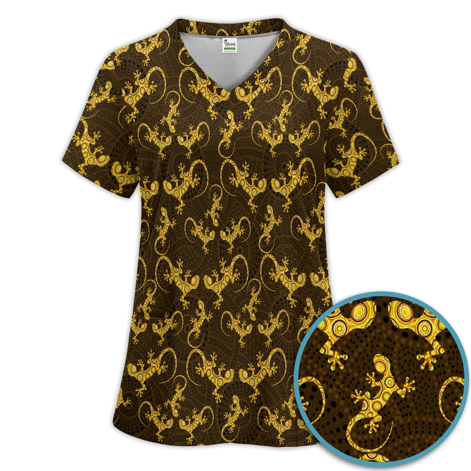 Australian Gecko Dot Art Inspired Nursing Scrub Set - Women Uniform