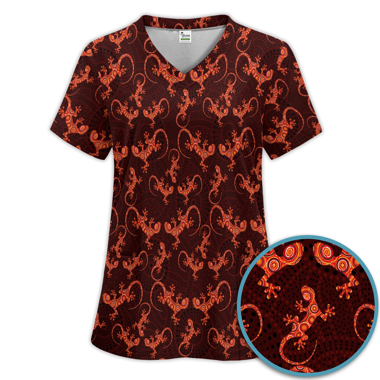 Australian Gecko Dot Art Inspired Nursing Scrub Set - Women Uniform
