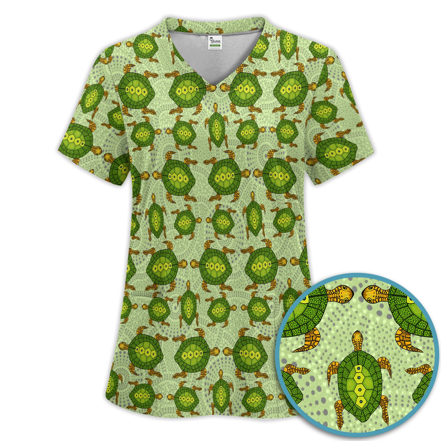 Australian Turtle Dot Art Inspired Nursing Scrub Set - Women Uniform