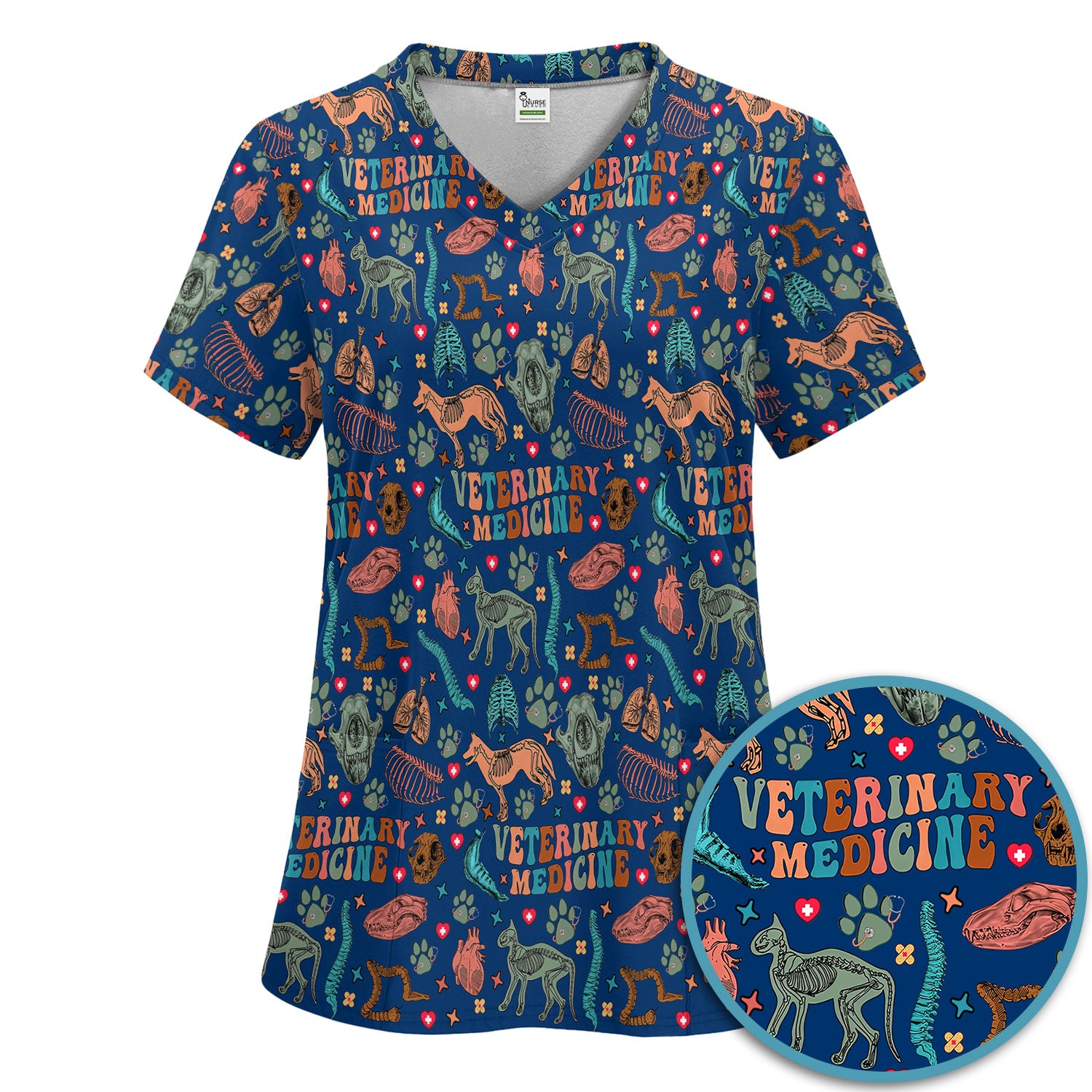Vet Tech Scrub Set - Veterinary Medicine Scrubs Pants and V Neck Top - Animal Medical Uniform for Women Nurse Gift