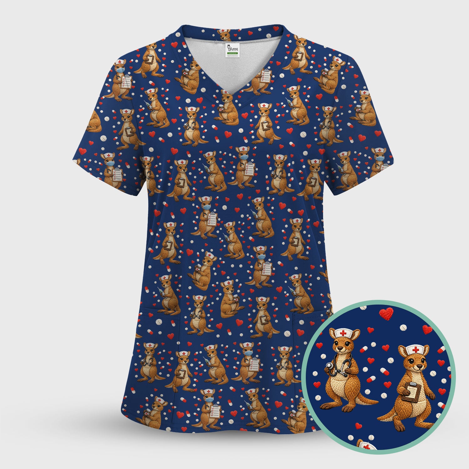 Kangaroo Nurse Scrub Set, Cute Medical Uniform For Women, Comfortable Scrubs For Nurses