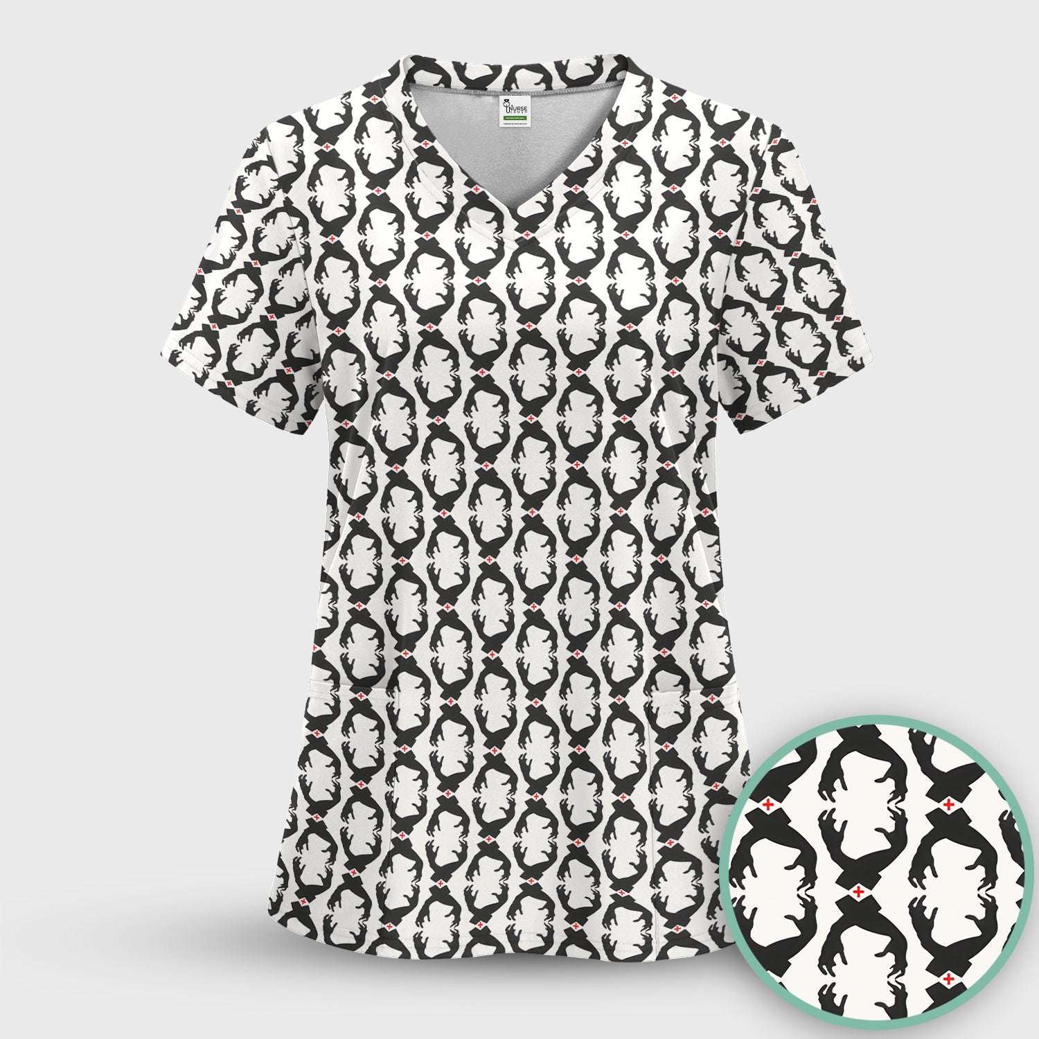 Creepy Hands Black White Red Patterns Scrub Top, Comfortable Scrubs for Nurses
