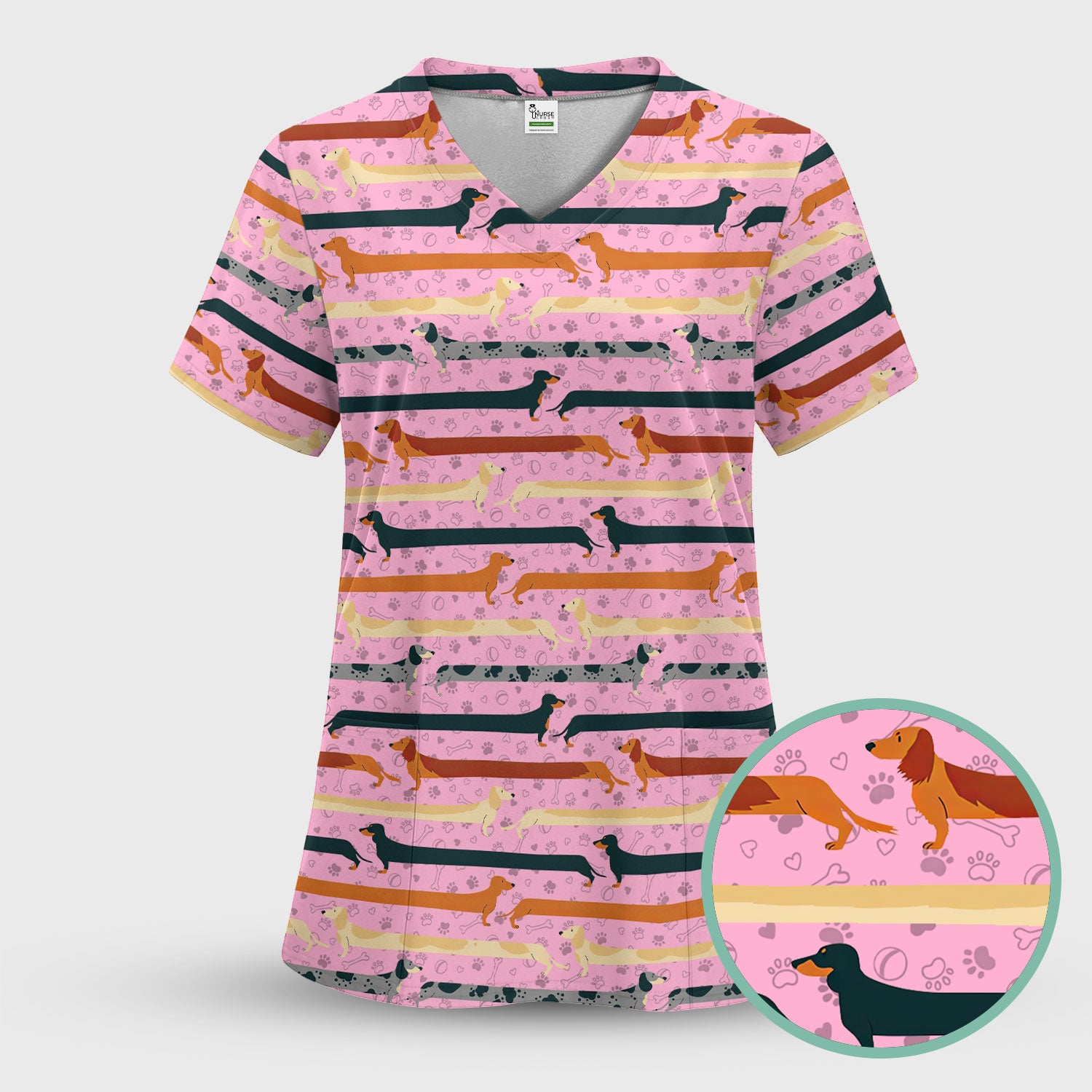 Dachshund Women's Scrub Sets - Comfortable Scrubs for Nurses - It's Been A Long Day Scrub Pants and V Neck Top