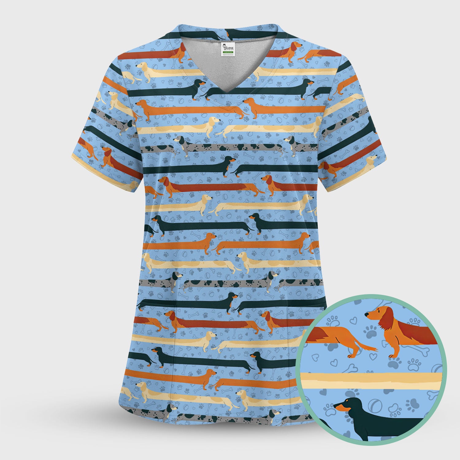 Dachshund Women's Scrub Sets - Comfortable Scrubs for Nurses - It's Been A Long Day Scrub Pants and V Neck Top
