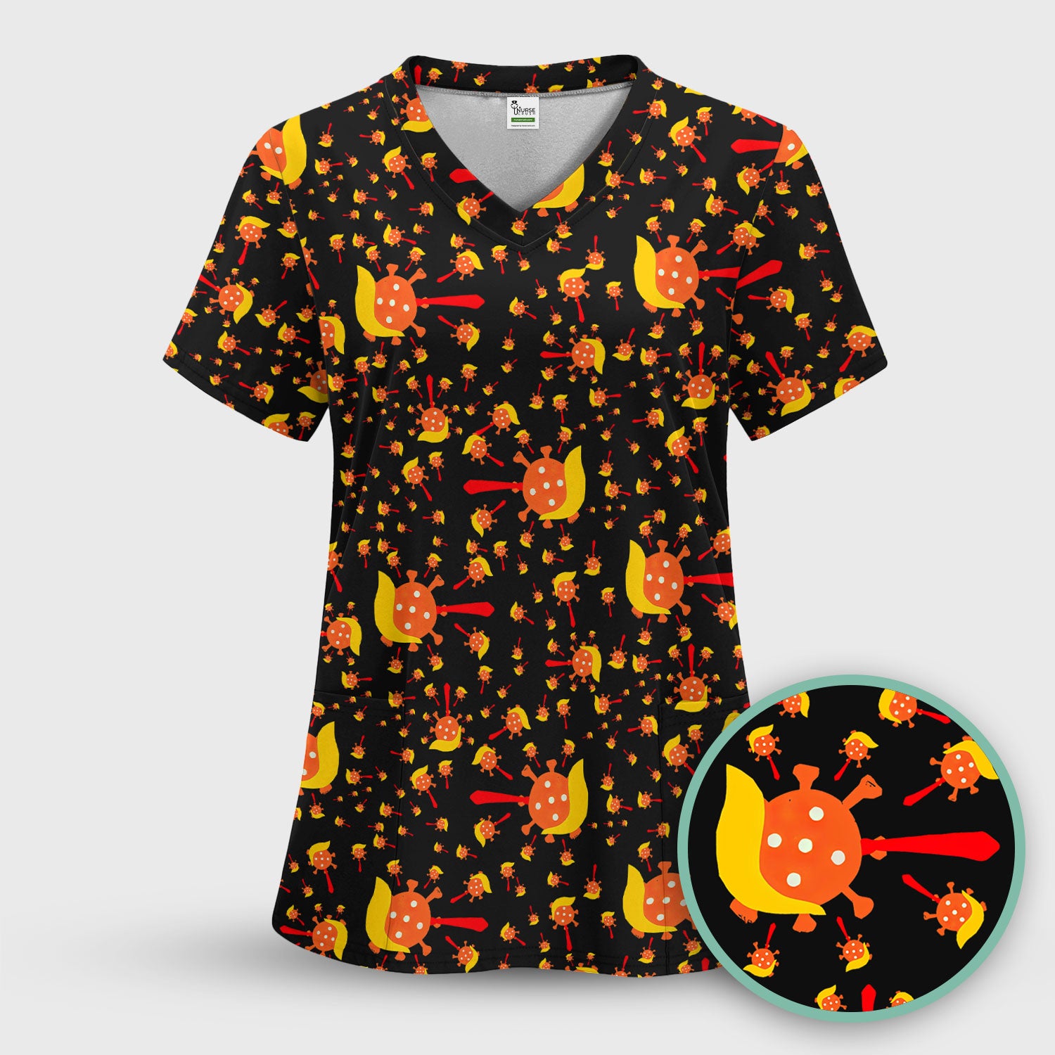 The Deadliest Virus Is Ignorance Scrub Top - Black Nursing Uniform - Comfortable Scrubs for Women