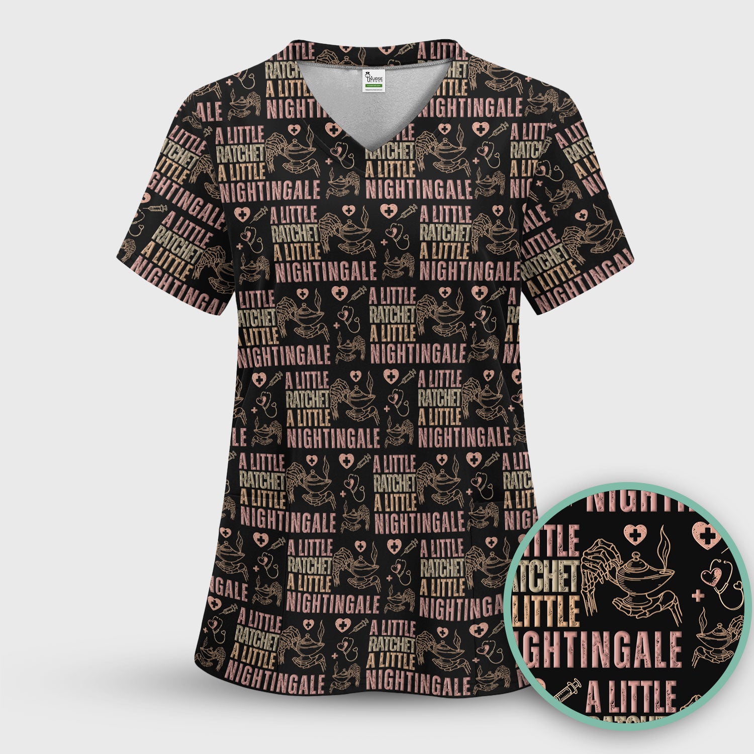A Little Ratchet A Little Nightingale Nurse Scrub Top, Breathable Fabrics Nursing Uniform