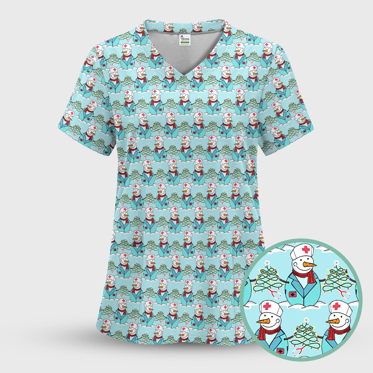 Christmas Snowman Nurse Scrub Pants - Holiday Med Uniform for Women - Comfortable Nursing Scrub Sets - Snowman Ugly Sweater Gift