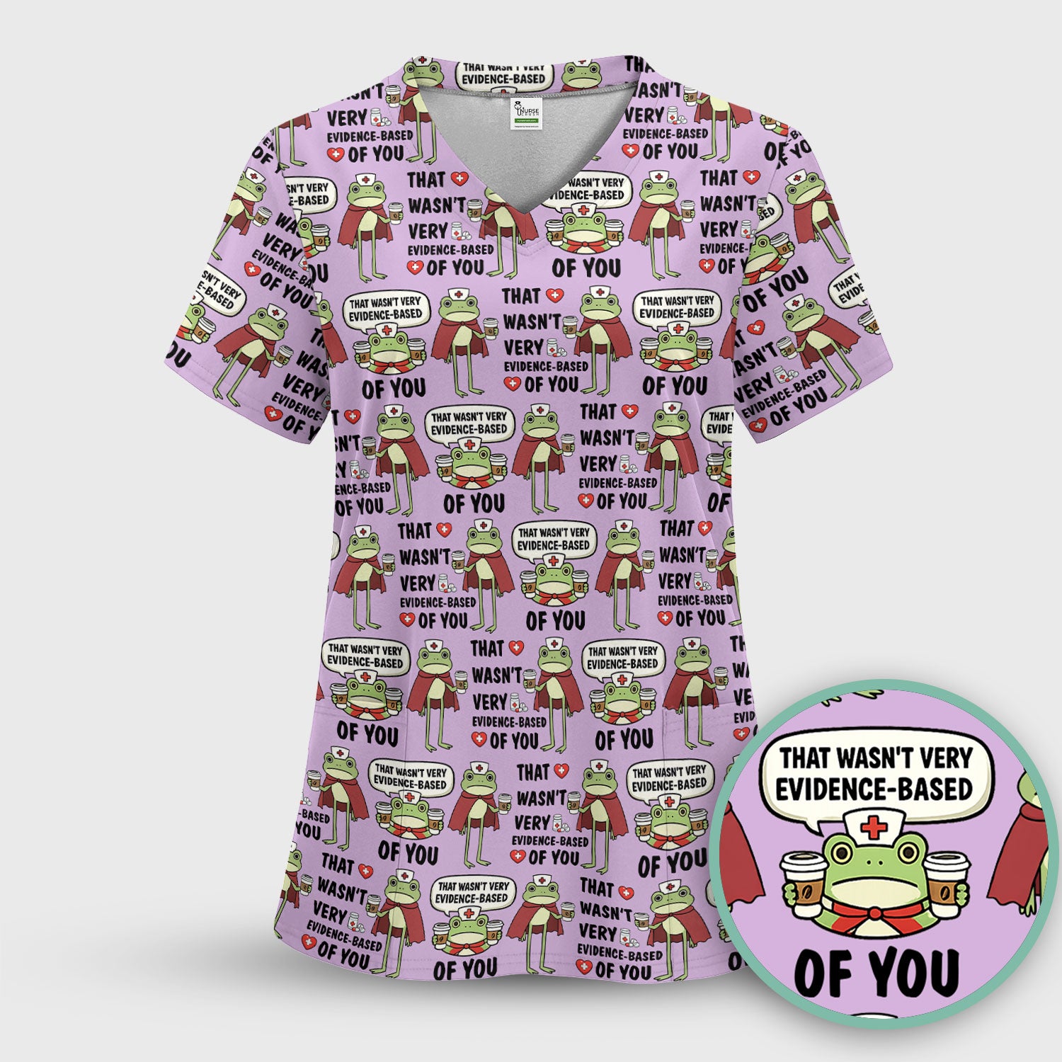 Funny Frog Nurse Quote Medical Pattern, Women's Scrub Set