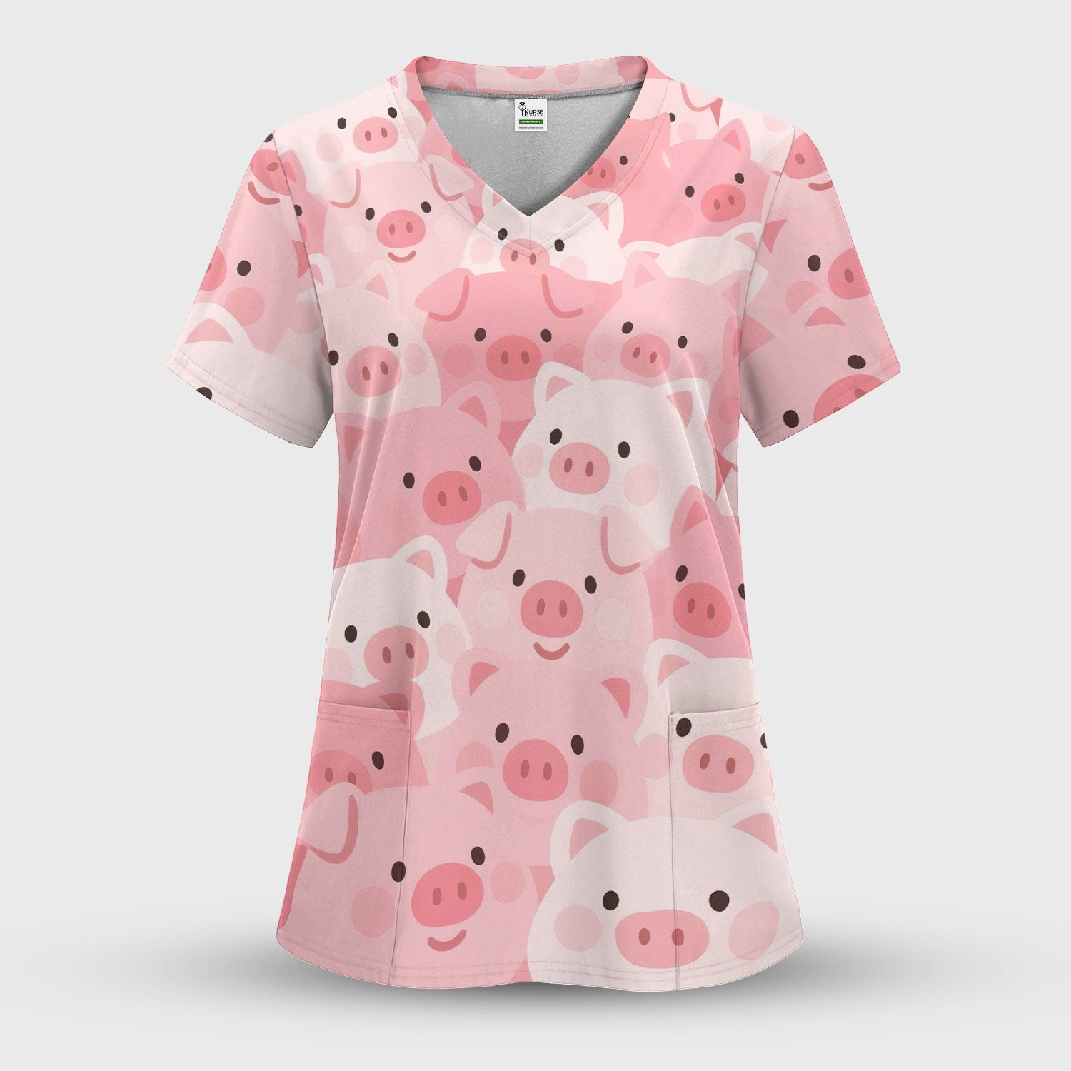 Cute Pig Nursing Scrub Set, Comfortable Scrubs For Nurses